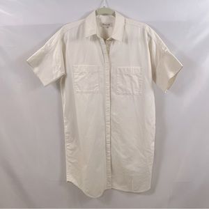 *SOLD* Madewell white shirt dress, mini shirt sleeve button up
